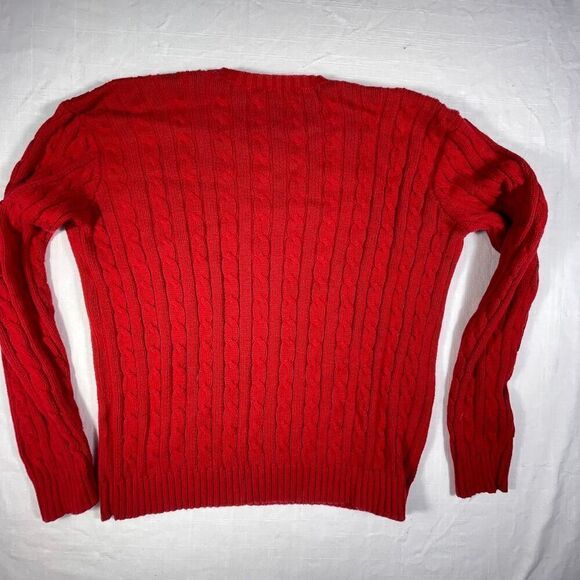 Ralph Lauren Golf Red Long Sleeve Cable Knit Cotton Pullover Sweater Size Large - Picture 6 of 9
